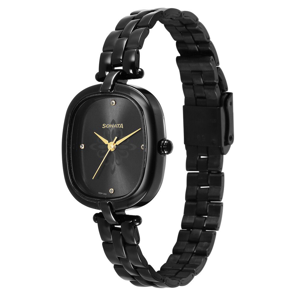 Sonata black dial watch for womens store