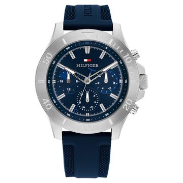 Tommy Hilfiger Quartz Multifunction Blue Dial Blue Silicone Strap Watch for Men