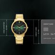 Edge Meister Quartz Analog with Date Green Dial Golden Stainless Steel Strap Watch For Men - image number 3
