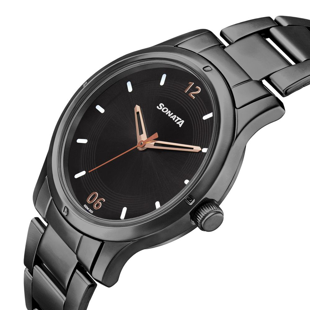 Sonata ladies watch black clearance