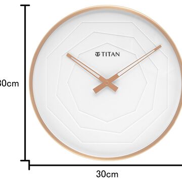 Titan Metallic Wall Clock with rose Gold Frame and Multi-layered White Dial 30 cm x 30 cm (Medium Size)