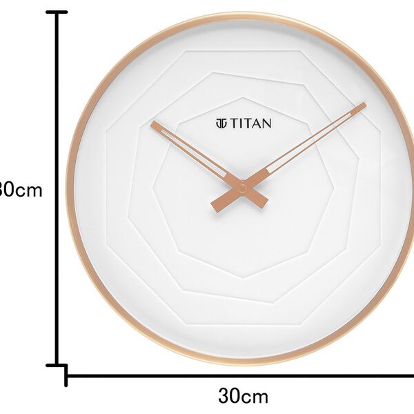 Titan Metallic Wall Clock with rose Gold Frame and Multi-layered White Dial 30 cm x 30 cm (Medium Size) - image number 5