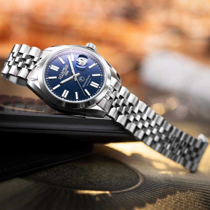 Roamer Montalbano Gents Quartz Analog with Date Blue Dial Silver Stainless Steel Strap Watch For Men