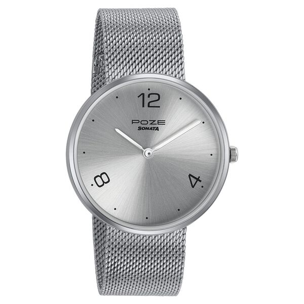 Sonata Poze Quartz Analog Silver dial Metal Strap Watch for Men - image number 0