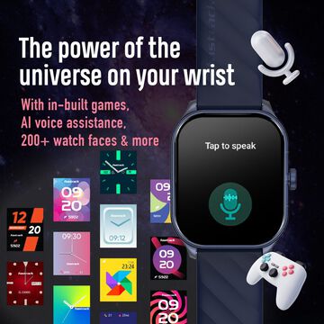 Fastrack Reflex Power|4.97 CM Super AMOLED Arched Display|410 x 502 Pixel Resolution|IP68 WR With Blue Strap