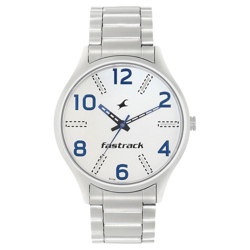 Fastrack Denim Quartz Analog White Dial Stainless Steel Strap Watch for Guys