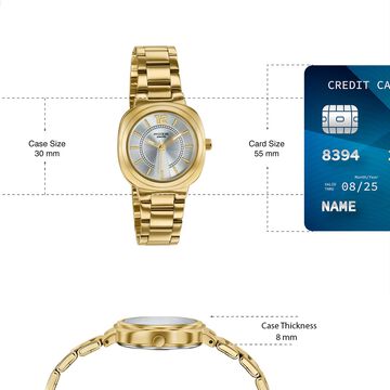 Poze By Sonata Quartz Analog Silver Dial Golden Stainless Steel Strap Watch For Women