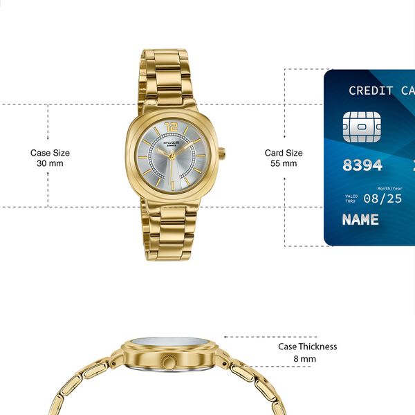 Poze By Sonata Quartz Analog Silver Dial Golden Stainless Steel Strap Watch For Women - image number 3