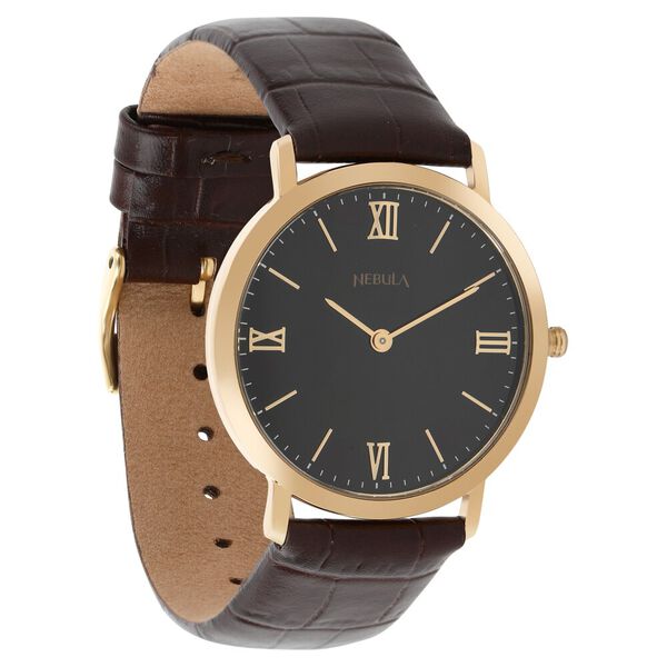 Titan Nebula Vintage 18k Gold Analog Leather Strap Watch For Men - image number 1