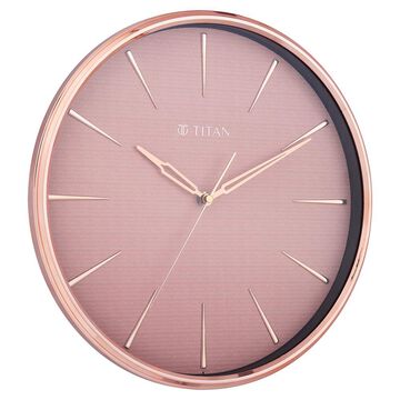 Titan Contemporary Rustic Pink Wall Clock in a Glossy Finish with a Textured Dial 32.5 x 32.5 cm (Medium)