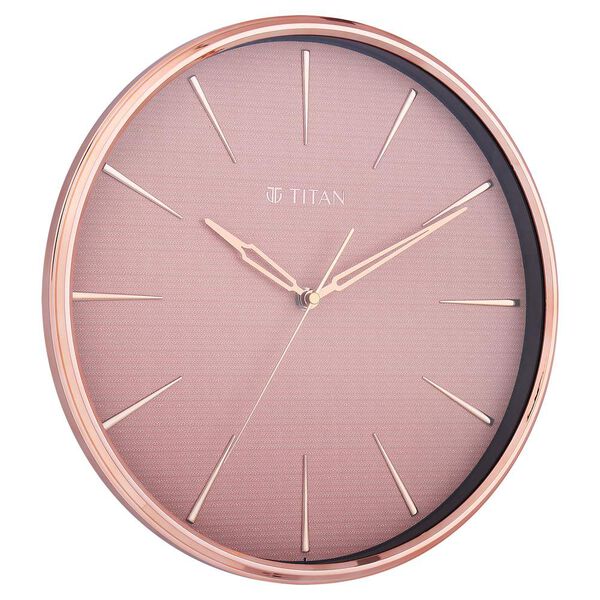 Titan Contemporary Rustic Pink Wall Clock in a Glossy Finish with a Textured Dial 32.5 x 32.5 cm (Medium) - image number 2