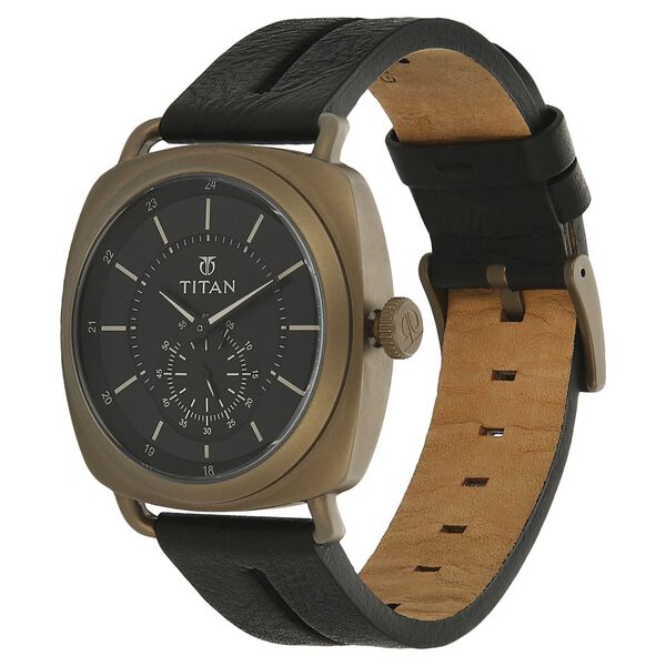 Titan Quartz Analog Black Dial Leather Strap Watch for Men - image number 1