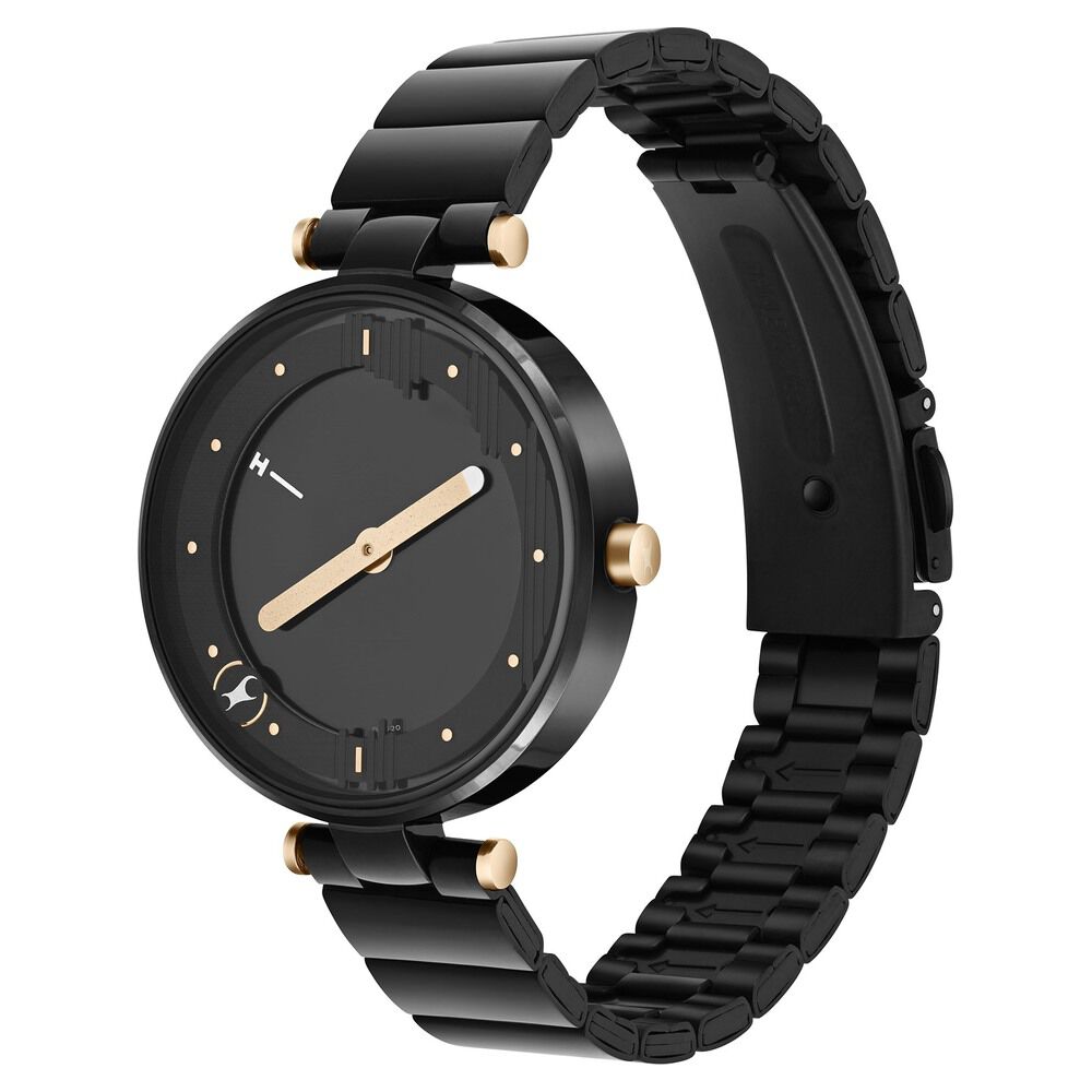 Buy Online Fastrack MetaWe Quartz Analog Black Dial Stainless Steel Strap Watch For Girls 6305km01 Titan