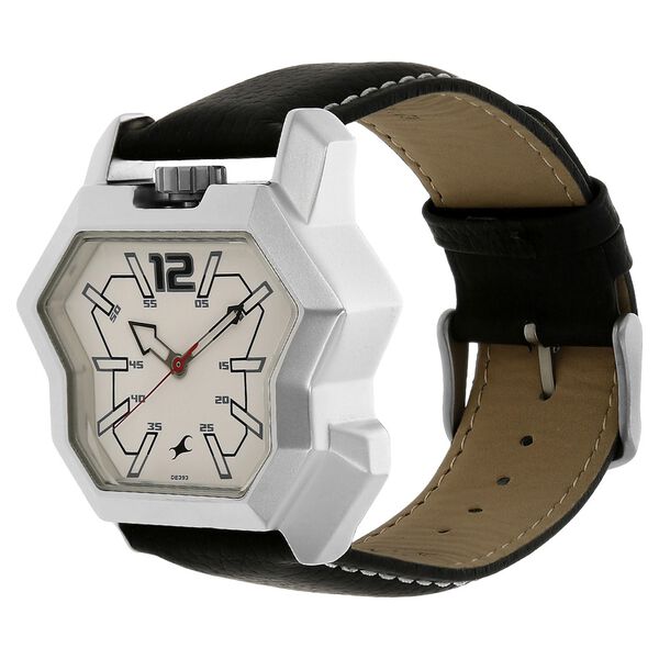Fastrack Quartz Analog White Dial Leather Strap Watch for Guys - image number 1