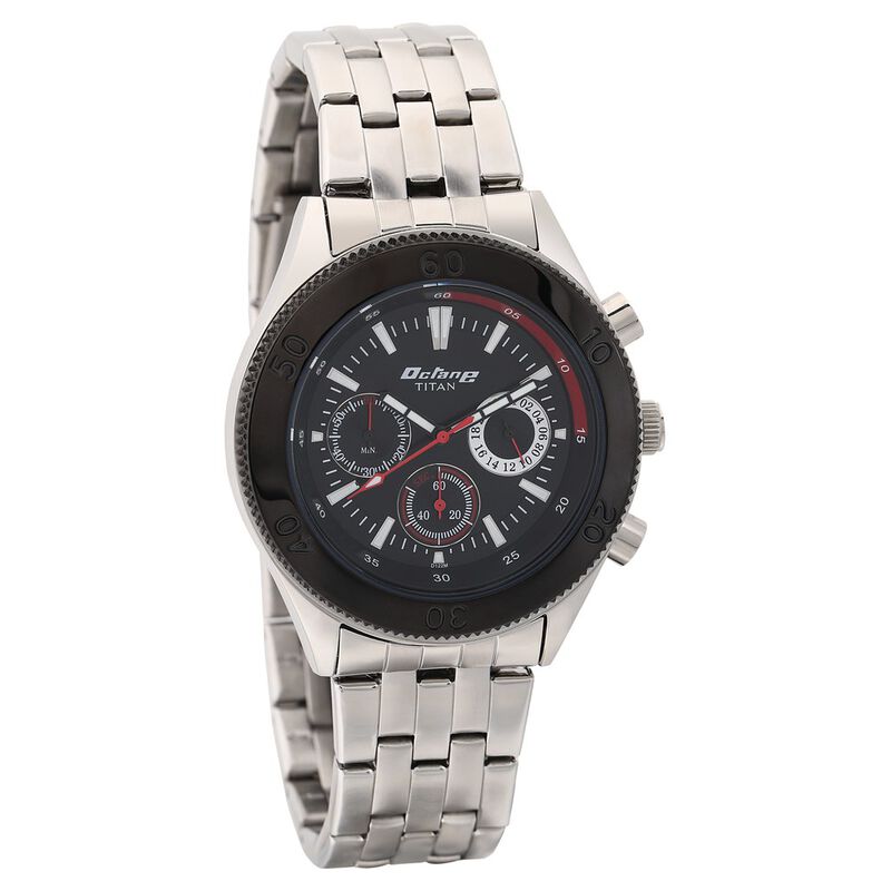 Titan Quartz Multifunction Black Dial Stainless Steel Strap Watch for Men - image number 0