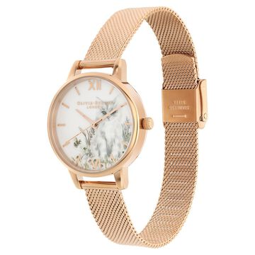 Olivia Burton Quartz Analog White Dial Stainless Steel Strap Watch for Women