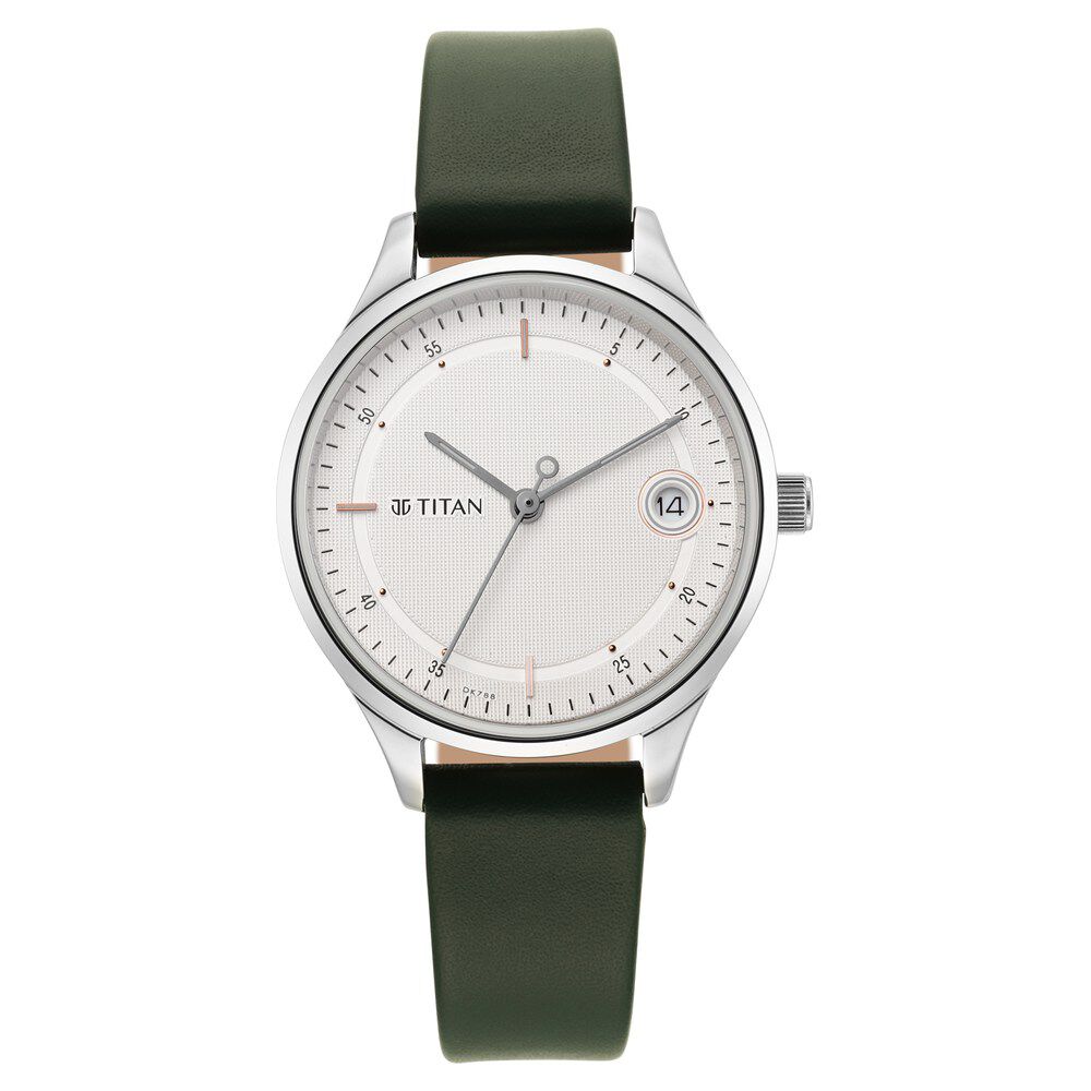 Buy Online Titan Workwear Silver Dial Women Watch With Leather Strap ns2649sl01 Titan
