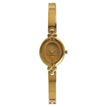 Sonata Quartz Analog Champagne Dial Metal Strap Watch for Women