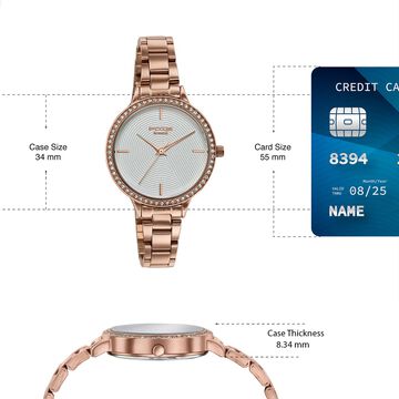 Poze By Sonata Quartz Analog White Dial Rose Gold Stainless Steel Strap Watch For Women