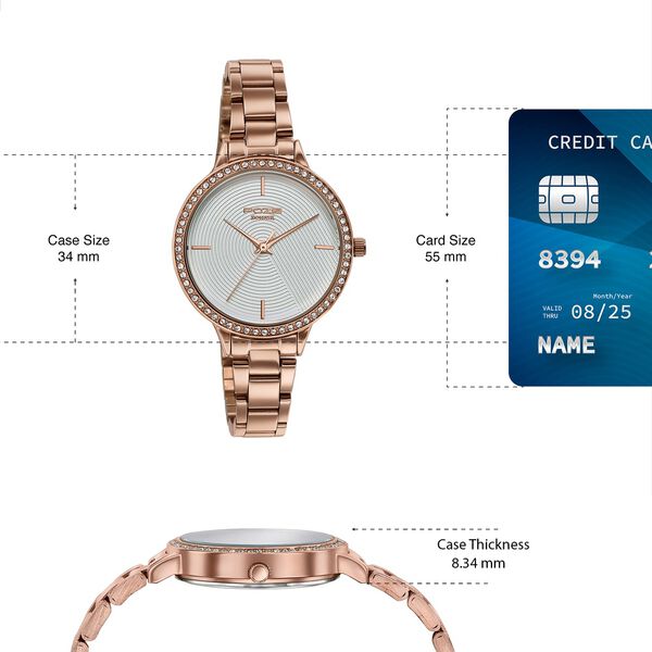 Poze By Sonata Quartz Analog White Dial Rose Gold Stainless Steel Strap Watch For Women - image number 3