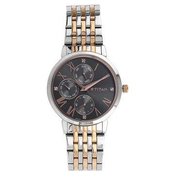 Titan Workwear Anthracite Dial Quartz Multifunction Stainless Steel Strap watch for Women