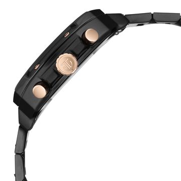 Octane Velocity Sporty Black Dial Tonneau Black And Rose Gold Steel Watch For Men