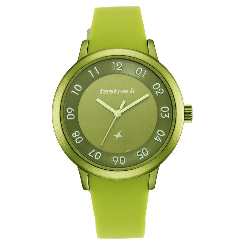 Pop Colours Green Dial Silicone Strap Watch for Girls - image number 2