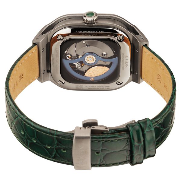 Titan Stellar Automatic Malachite Dial Leather Strap Watch for Men - image number 5
