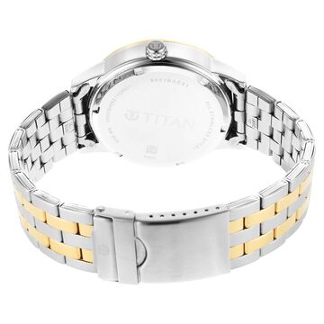 Titan Regalia Opulent Multifunction Black Round Dial Two Toned Stainless Steel Strap Watch For Men
