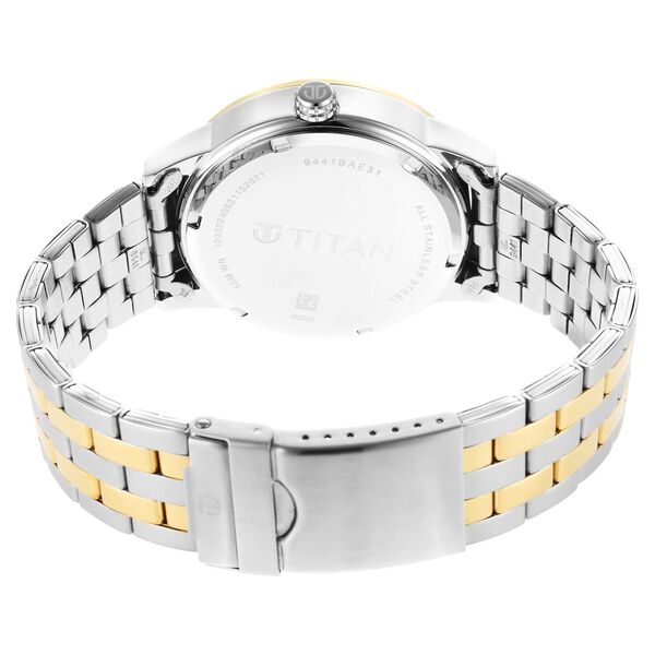Titan Regalia Opulent Multifunction Black Round Dial Two Toned Stainless Steel Strap Watch For Men - image number 4