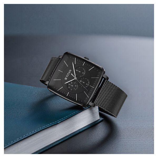 Titan Avant Garde Black Dial Quartz Multifunction Stainless Steel Strap watch for Men - image number 0