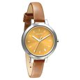 Sonata Play Yellow Dial Women Watch With Leather Strap - image number 0