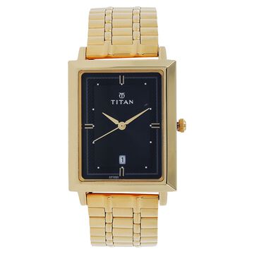 Titan Quartz Analog with Date Black Dial Stainless Steel Strap Watch for Men