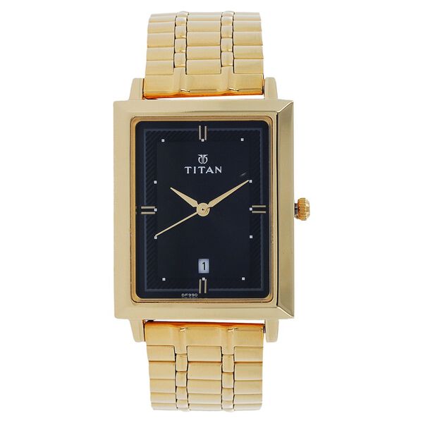 Titan Quartz Analog with Date Black Dial Stainless Steel Strap Watch for Men - image number 0