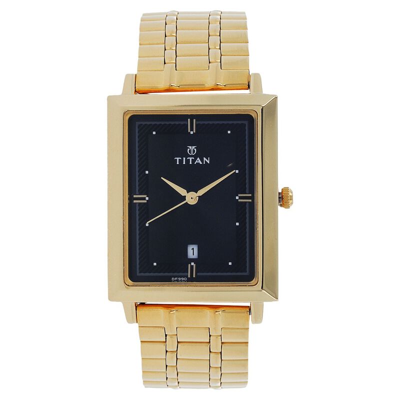 Titan Quartz Analog with Date Black Dial Stainless Steel Strap Watch for Men