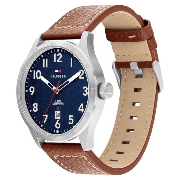 Tommy Hilfiger Quartz Analog with Date Blue dial Leather Strap Watch for Men - image number 1