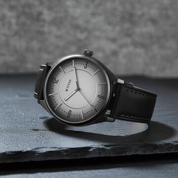 Titan Neo Basics Analog with Gray Dial Gray Leather Strap Watch for Men