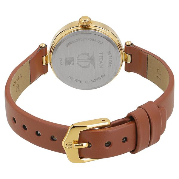 Titan Quartz Analog Brown Dial Leather Strap Watch for Women - image number 3