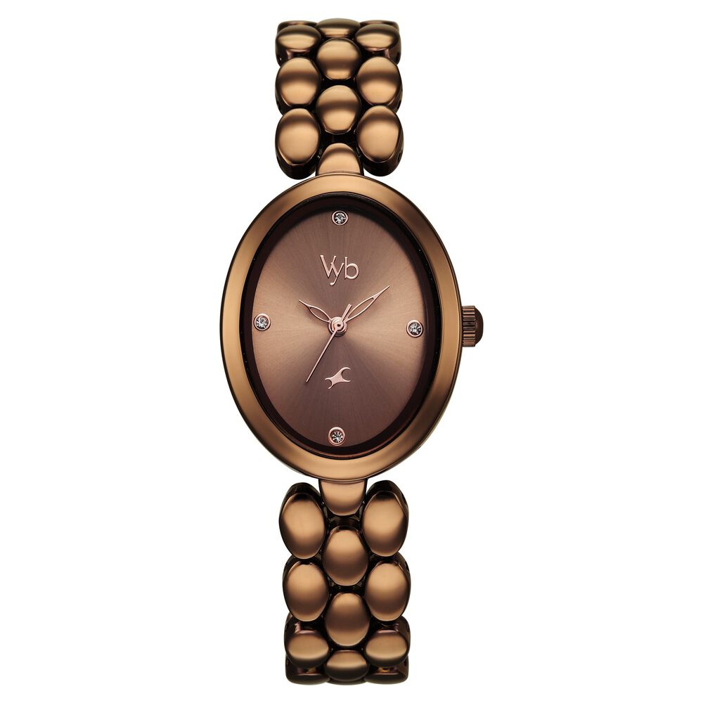 Vyb Enigma By Fastrack Quartz Analog Brown Dial Brown Metal Strap Watch For Girls-image-47