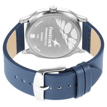 Fastrack Stunners Quartz Analog Silver Dial Leather Strap Watch for Guys