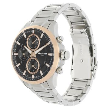 Titan Octane Black Dial Quartz Multifunction Stainless Steel Strap watch for Men