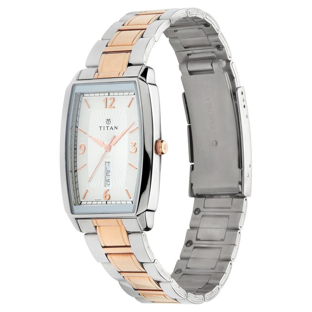 Buy Online Titan Quartz Analog with Day and Date Silver Dial Stainless Steel Strap Watch for Men np1737km01 Titan