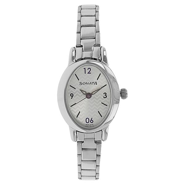 Sonata Quartz Analog Silver Dial Stainless Steel Strap Watch for Women