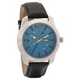 Fastrack Quartz Analog with Day and Date Blue Dial Leather Strap Watch for Guys