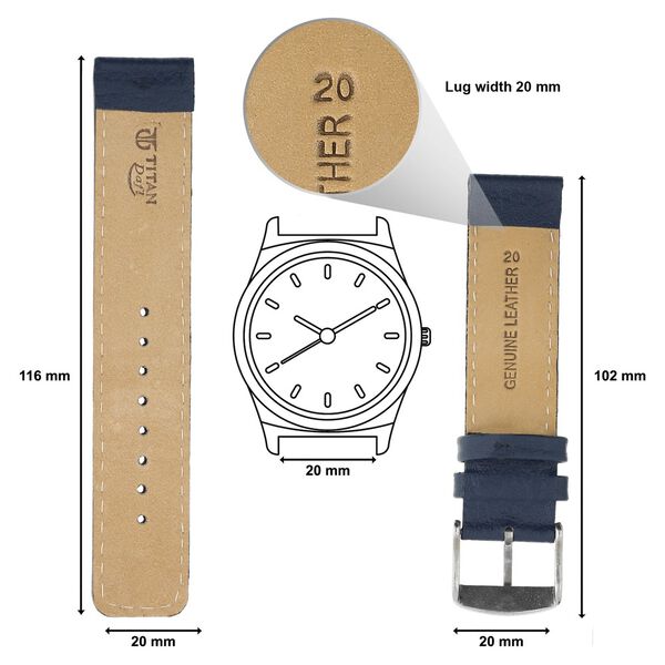 20 mm Blue Genuine Leather Straps for Men - image number 1