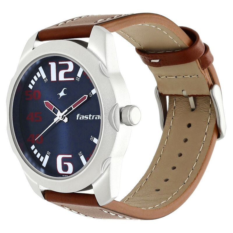 Fastrack Hitlist Quartz Analog Blue Dial Leather Strap Watch for Guys - image number 2