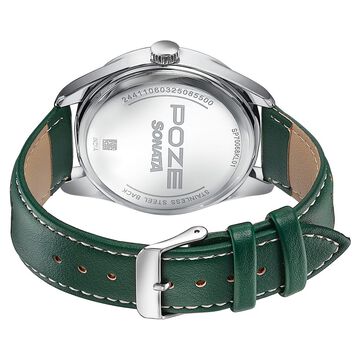 Sonata Poze Quartz Analog Green Dial Green Colour Leather Strap Watch For Men