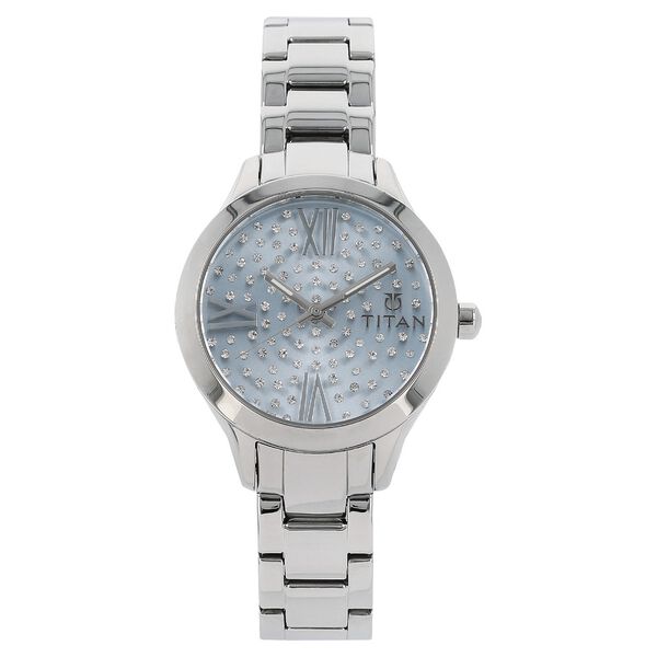 Titan Quartz Analog Blue Dial Stainless Steel Strap Watch for Women - image number 0