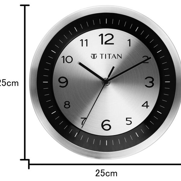Titan Metallic Wall Clock Silver Dial with Silent Sweep Technology - 25.0 cm x 25.0 cm (Small) - image number 5