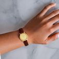 Titan Nebula Vintage 18k Gold Analog Diamond Studded Dial Leather Strap Watch for Women - image number 6